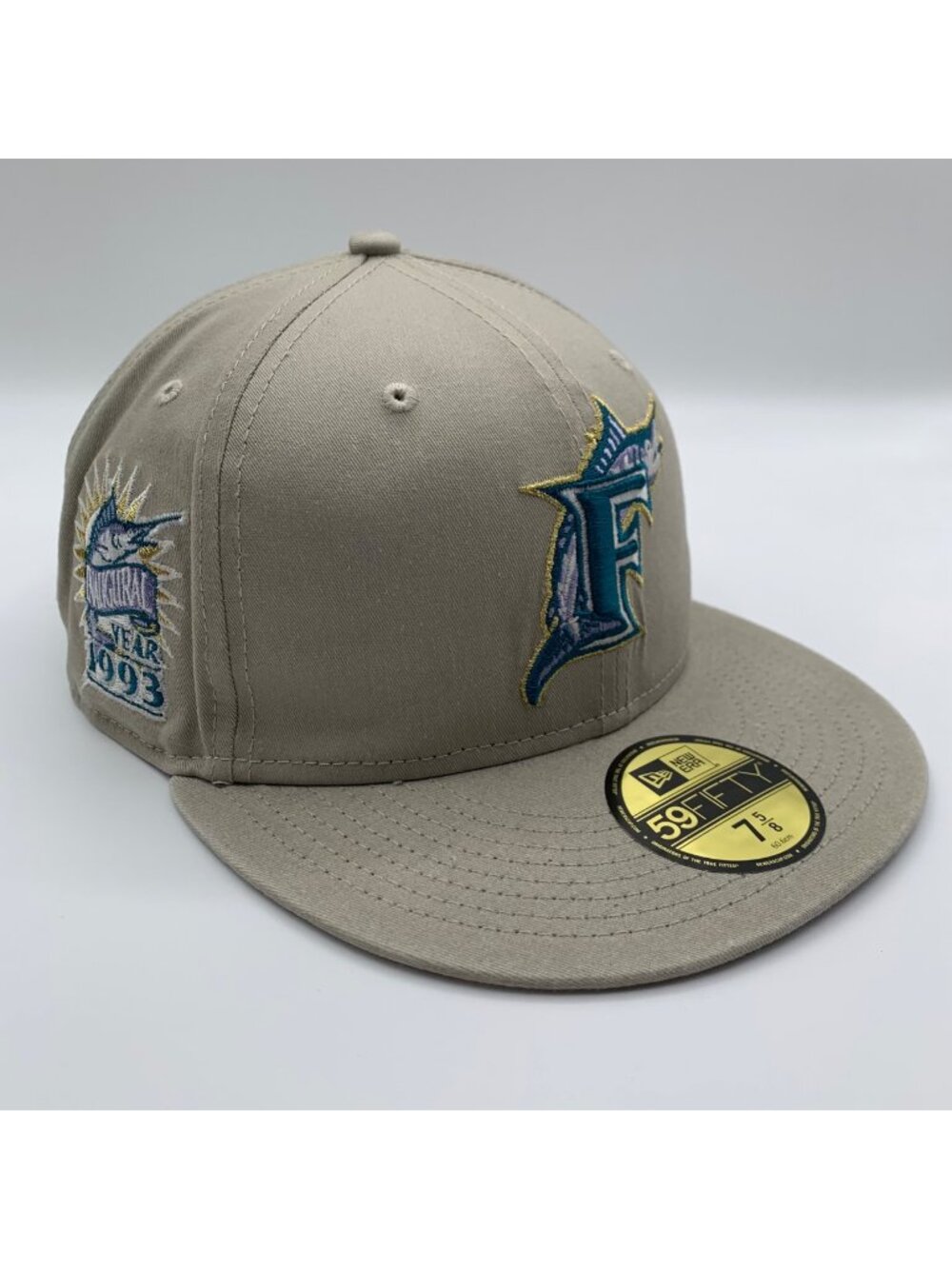 Florida Marlins Beige New Era 9Fifty Hat Club Exclusive Fitted Hat 7 5/8 New